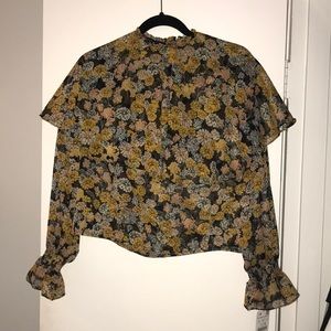 Zara Frilly High Collar Blouse